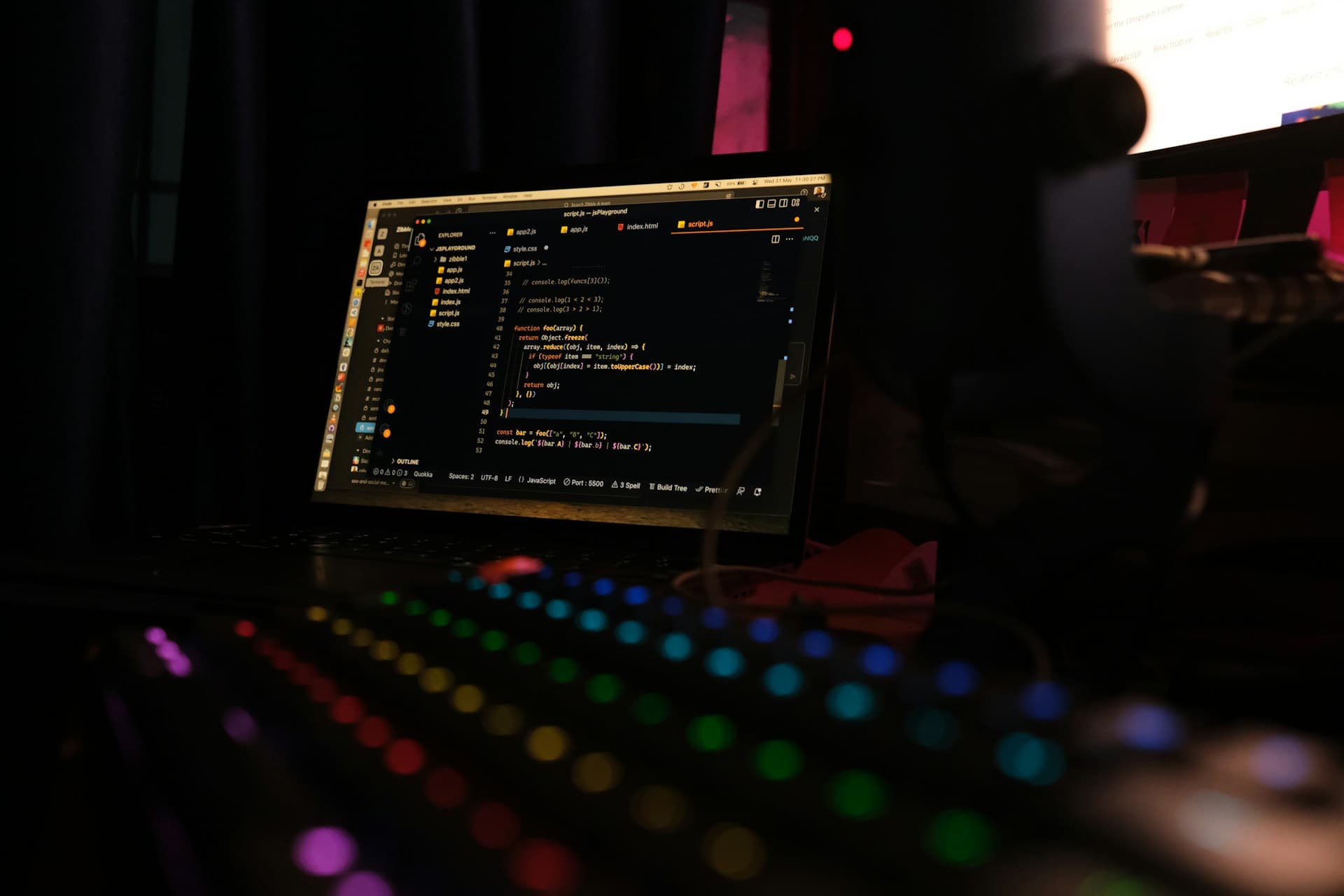Stylised logos of Next.js and TanStack Start side by side over a code editor with a full-stack project